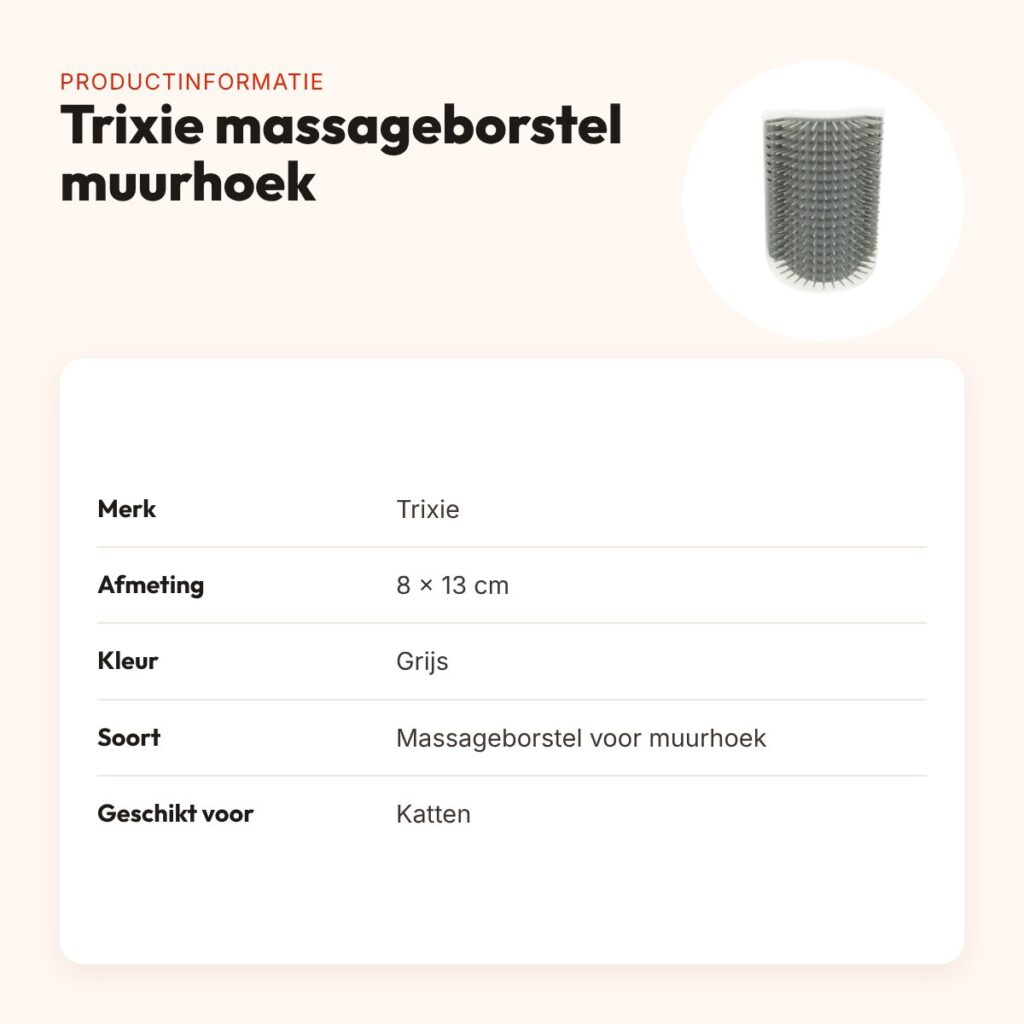 Trixie massageborstel voor muurhoek grijs 8 x 13 cm – kat – productinformatie