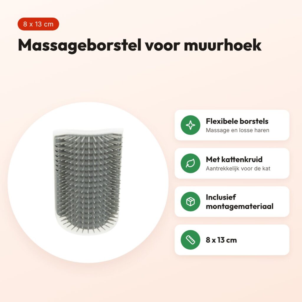 Trixie massageborstel voor muurhoek grijs 8 x 13 cm – kat – voordelen