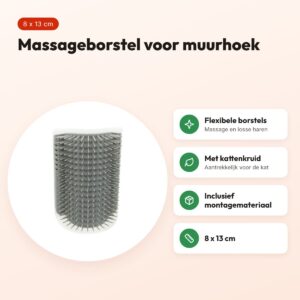 Trixie massageborstel voor muurhoek grijs 8 x 13 cm – kat – voordelen