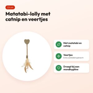 Trixie Matatabi Lolly hart met veren 23 cm – matatabi en catnip – voordelen