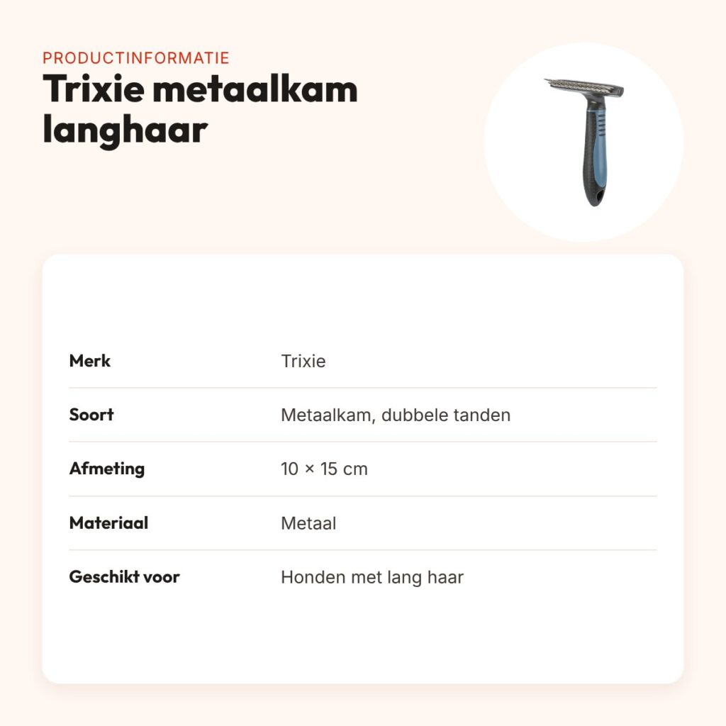 Trixie metaalkam langhaar dubbele tanden 10 x 15 cm – productinformatie