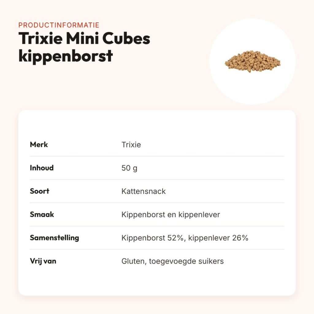 Trixie Mini Cubes kippenborst en kippenlever 50 g – kattensnack – productinformatie