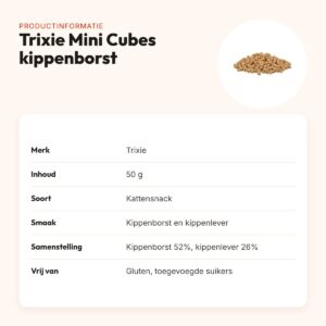 Trixie Mini Cubes kippenborst en kippenlever 50 g – kattensnack – productinformatie