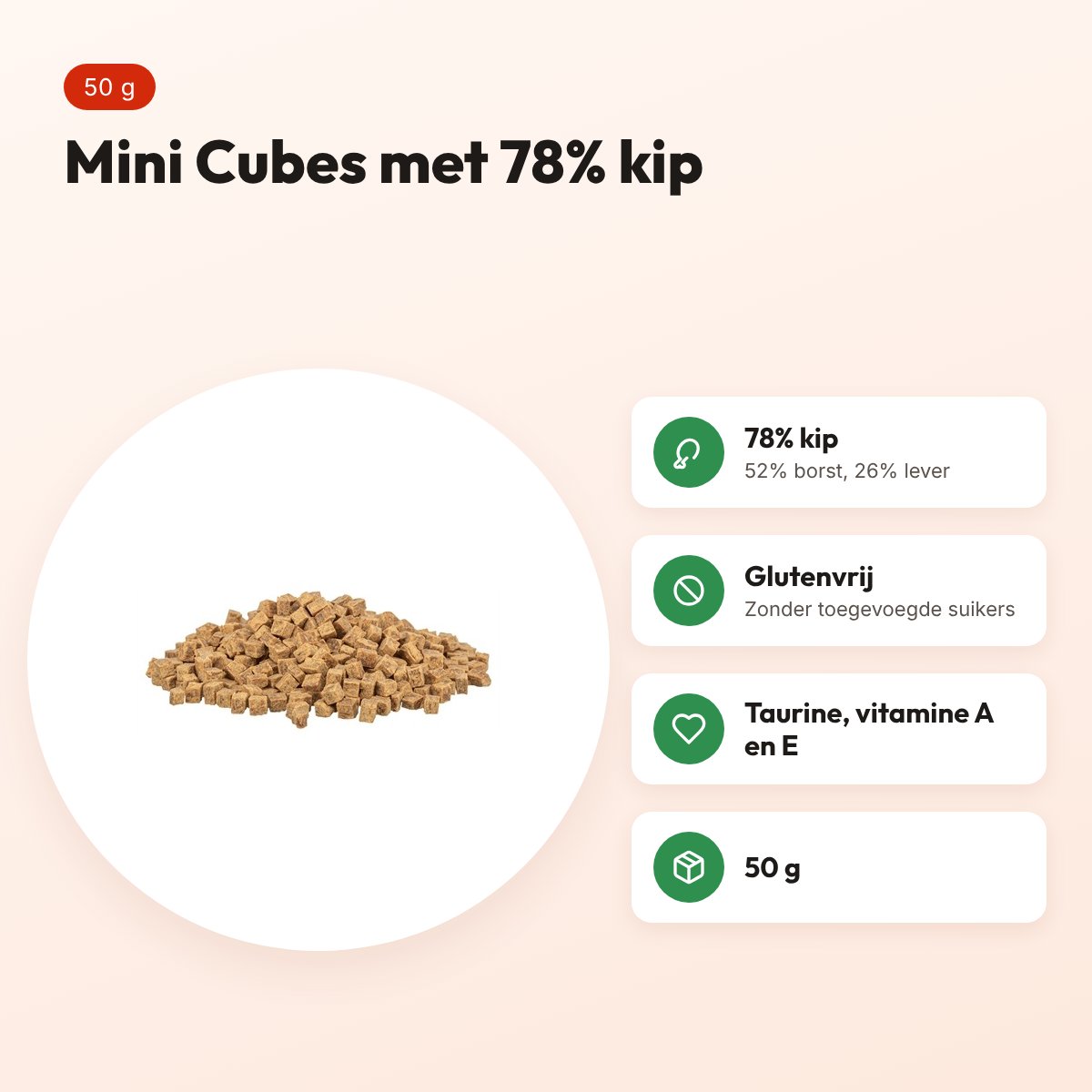 Trixie Mini Cubes kippenborst en kippenlever 50 g – kattensnack – voordelen