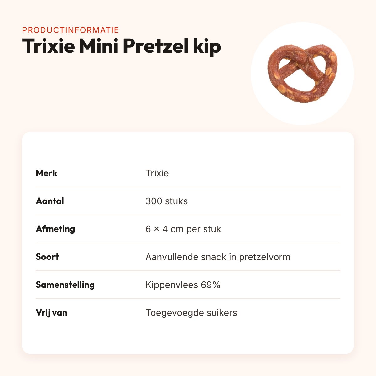 Trixie Mini Pretzel met kip 6 x 4 cm – hondensnack, 300 stuks – productinformatie