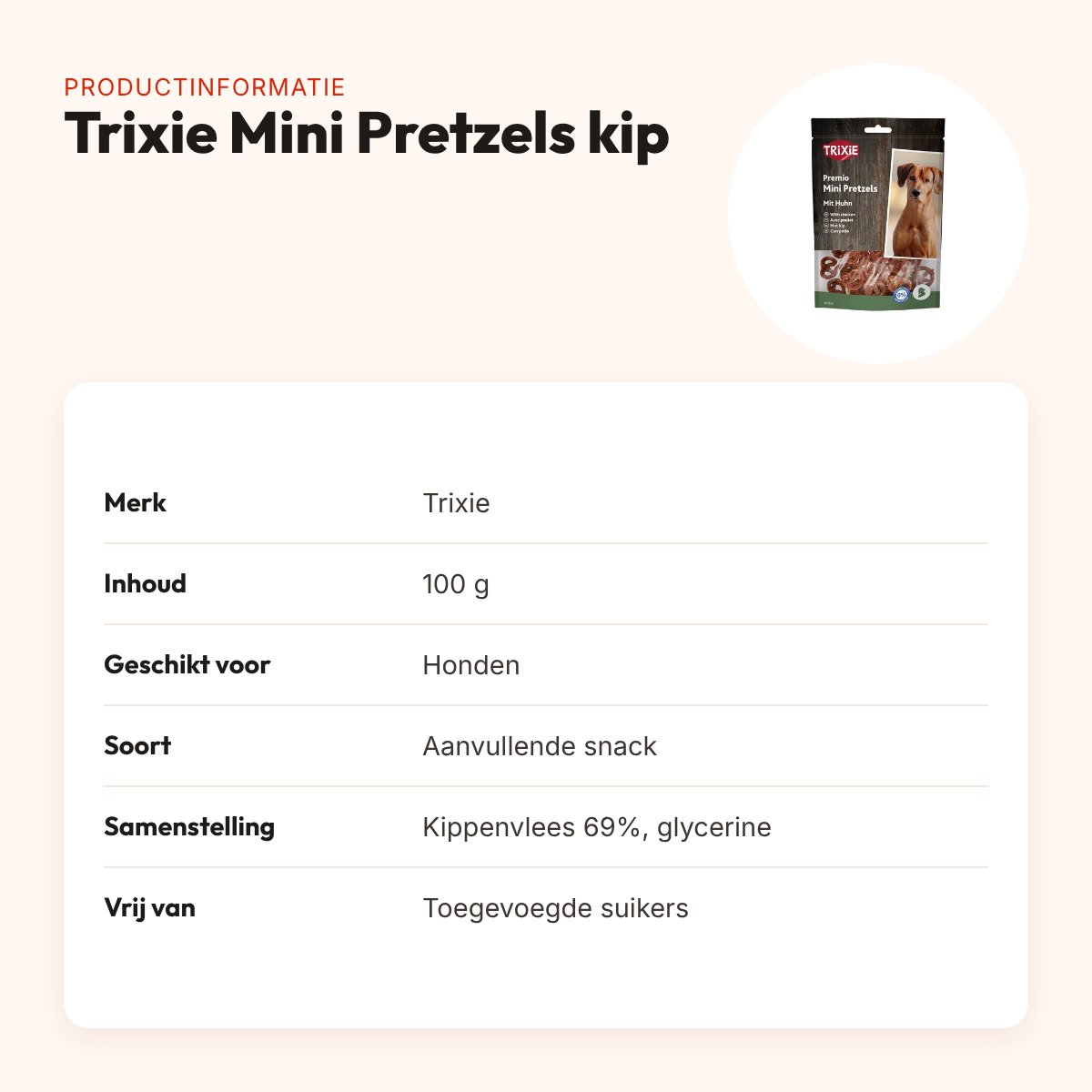 Trixie Mini Pretzels met kip 100 g – hondensnack – productinformatie