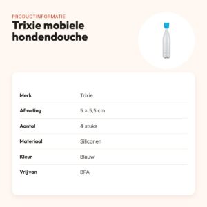Trixie mobiele hondendouche voor petfles blauw 5 x 5,5 cm, 4 stuks – productinformatie