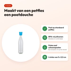 Trixie mobiele hondendouche voor petfles blauw 5 x 5,5 cm, 4 stuks – voordelen