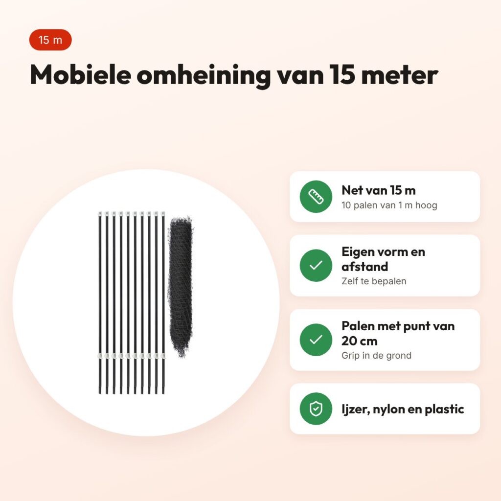 Trixie mobiele omheining zwart 15 m – met 10 palen – voordelen