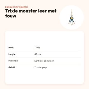 Trixie monster leer met touw 47 cm – kauwspeeltje zonder piep – productinformatie