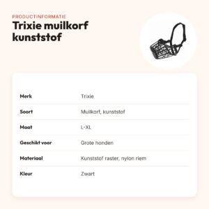 Trixie muilkorf kunststof zwart L-XL – voor grote honden – productinformatie