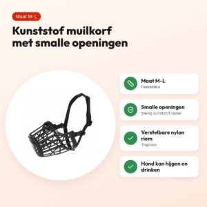 Trixie muilkorf kunststof zwart M-L – voor Dalmatiërs – voordelen
