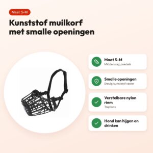 Trixie muilkorf kunststof zwart S-M – voor middenslag poedels – voordelen