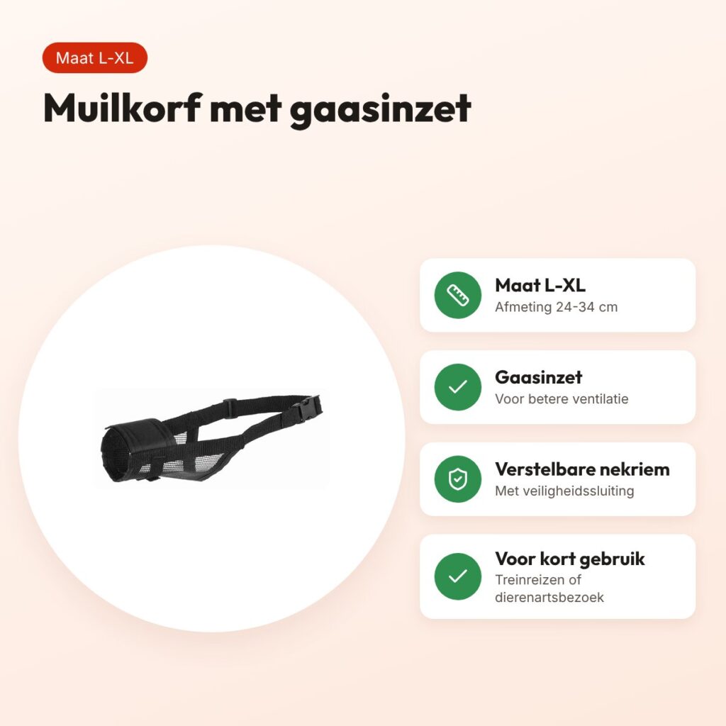 Trixie muilkorf polyester met gaasinzet zwart L-XL 24-34 cm – voordelen