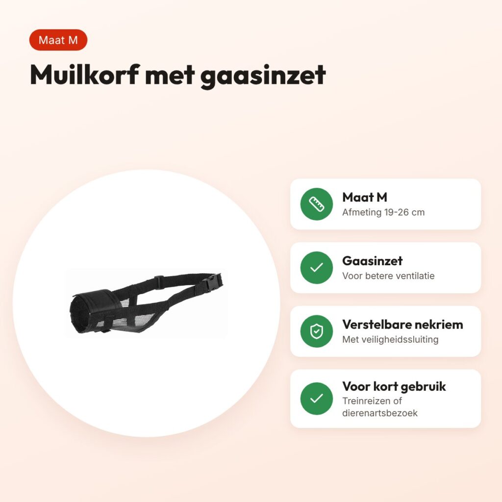 Trixie muilkorf polyester met gaasinzet zwart M 19-26 cm – voordelen