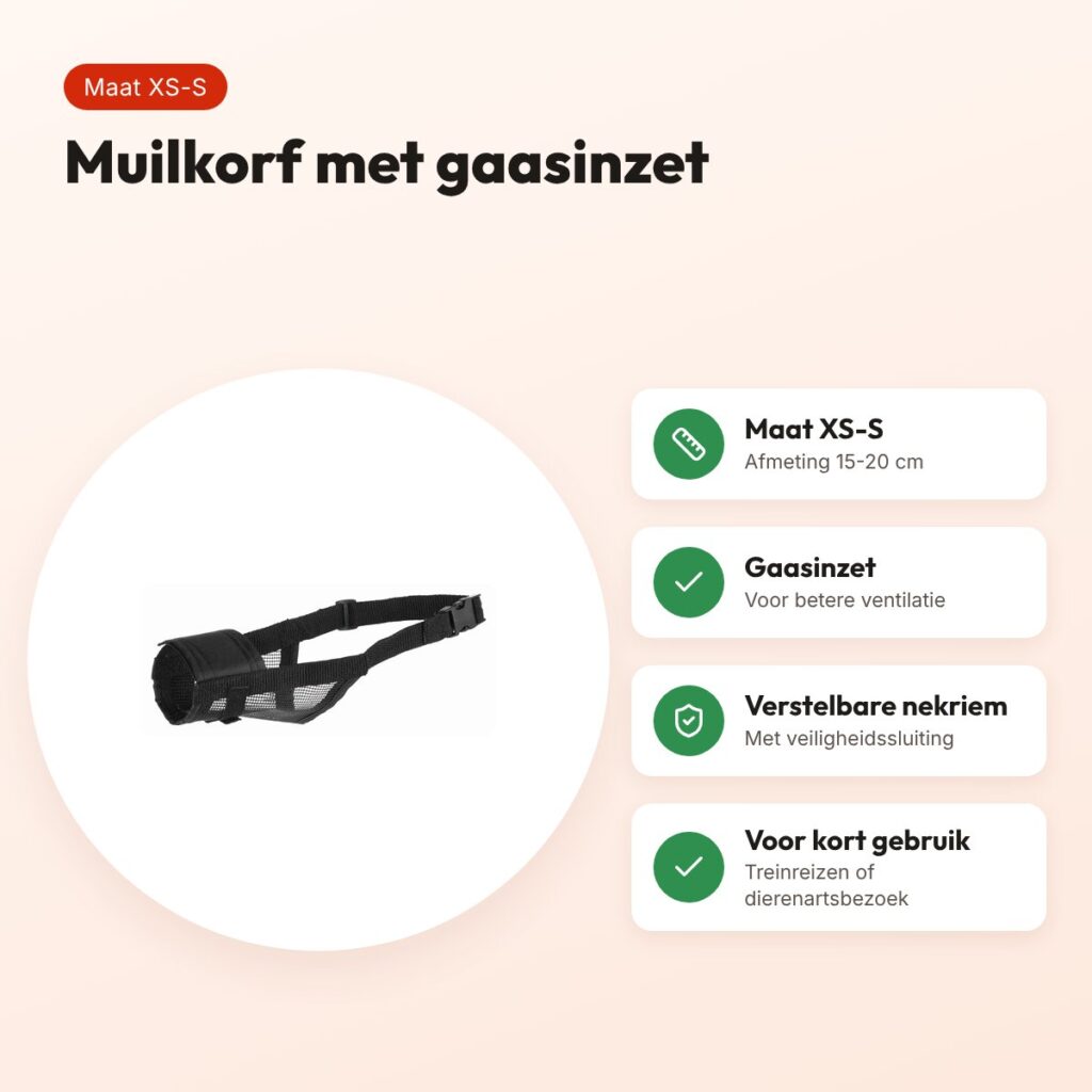 Trixie muilkorf polyester met gaasinzet zwart XS-S 15-20 cm – voordelen