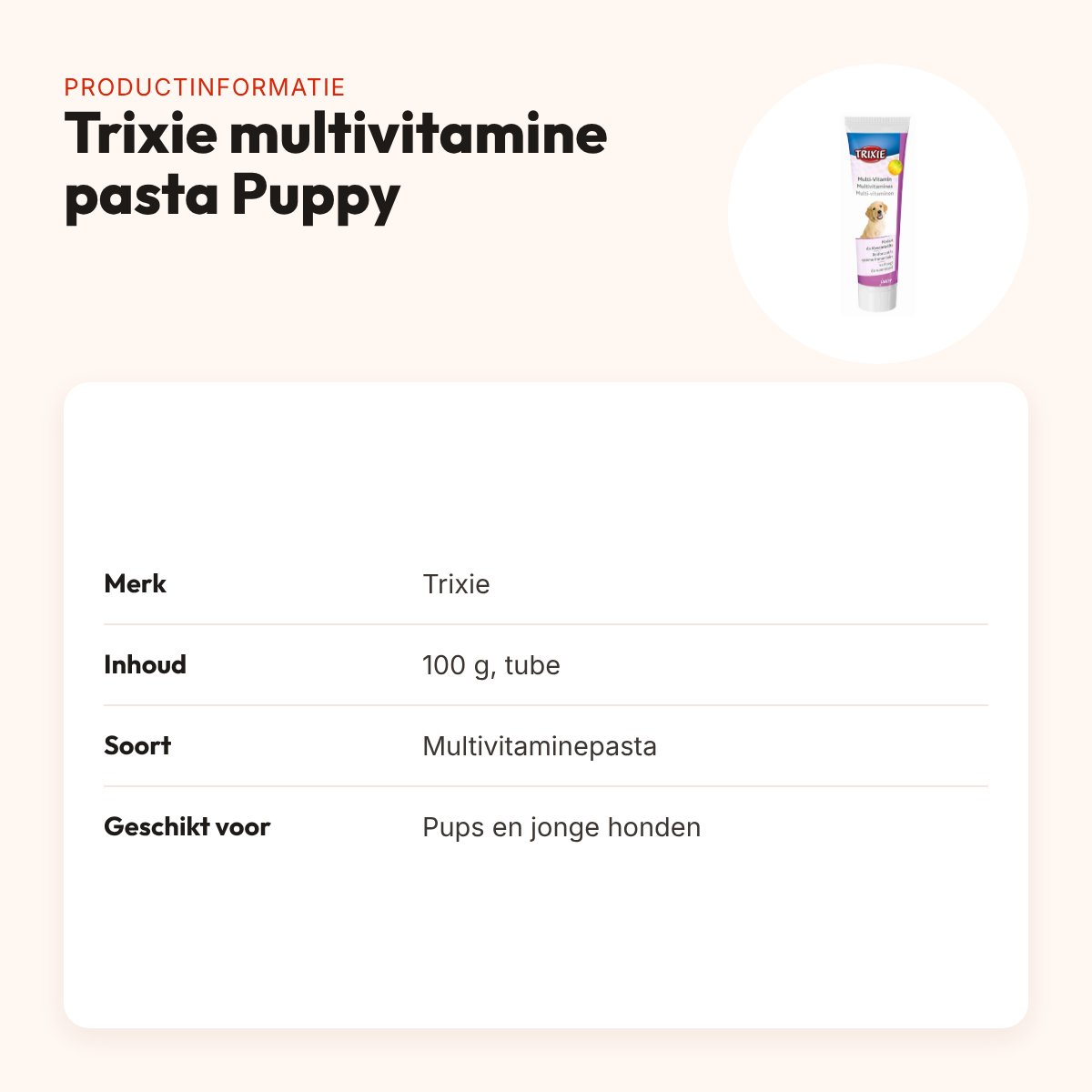 Trixie multivitamine pasta Puppy 100 g – voor pups en jonge honden – productinformatie