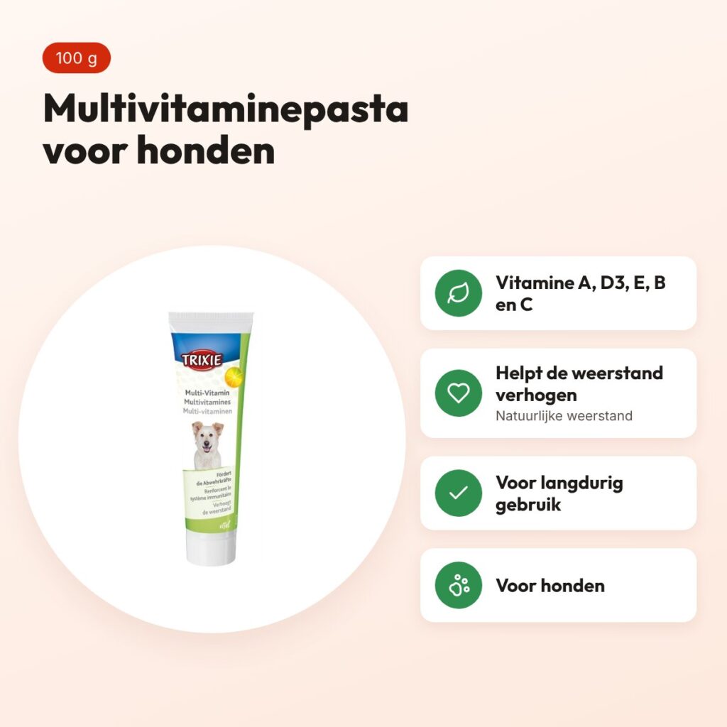 Trixie multivitaminepasta hond 100 g – vitamine A, D3, E, B en C – voordelen