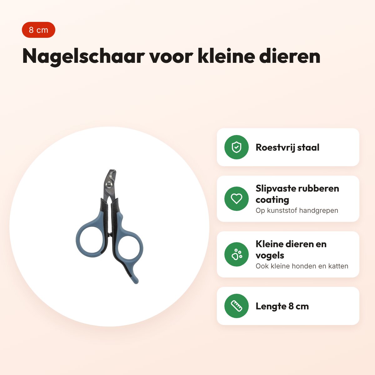 Trixie nagelschaar 8 cm – rubberen handgrepen, voor kleine dieren – voordelen