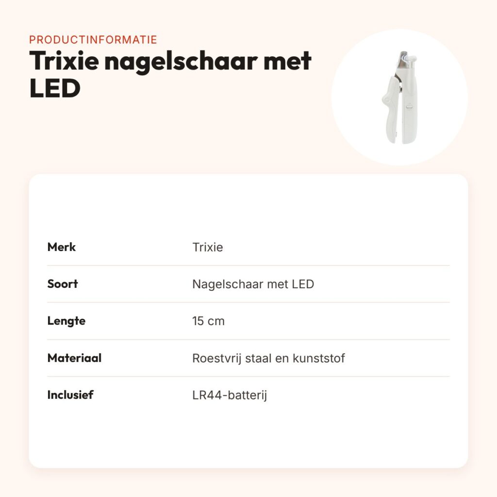 Trixie nagelschaar met LED-verlichting 15 cm – kunststof/RVS – productinformatie