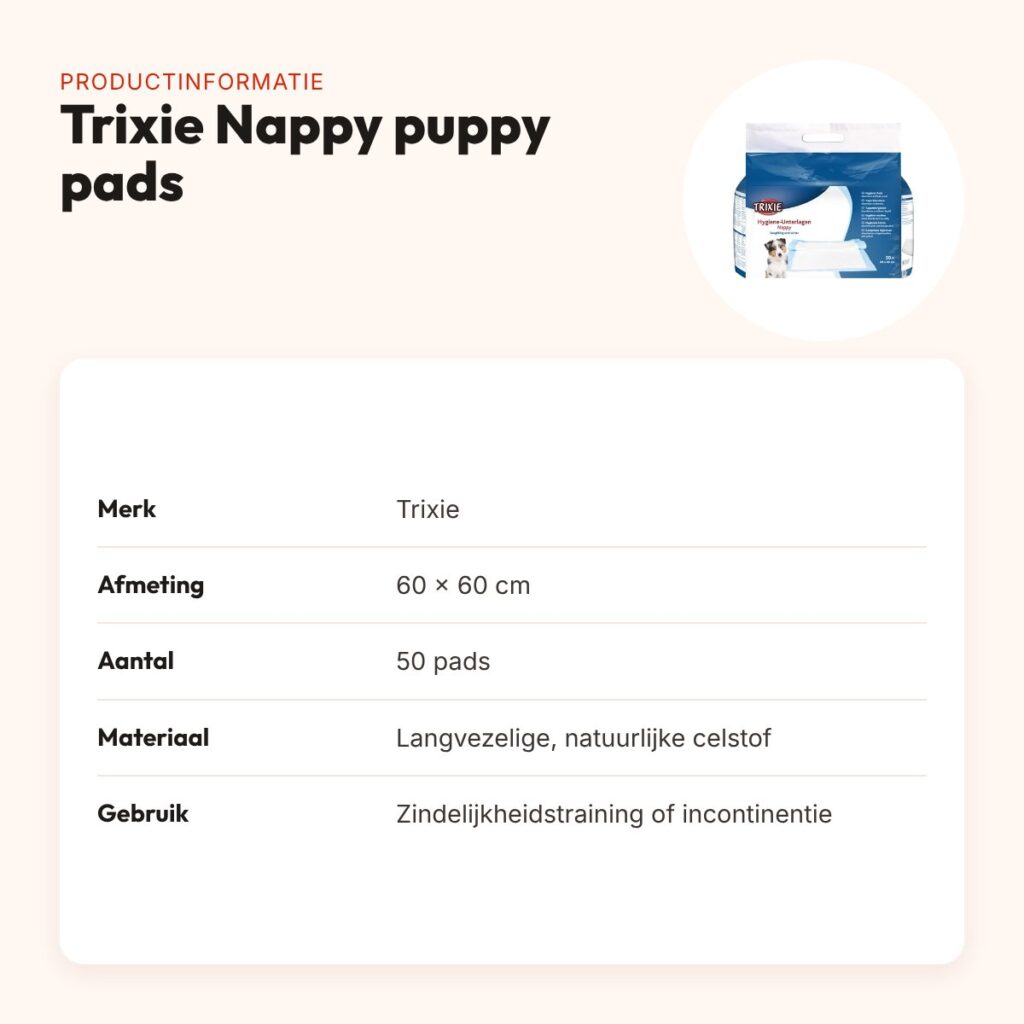 Trixie Nappy puppy pads 60 x 60 cm – 50 stuks, zindelijkheidstraining – productinformatie
