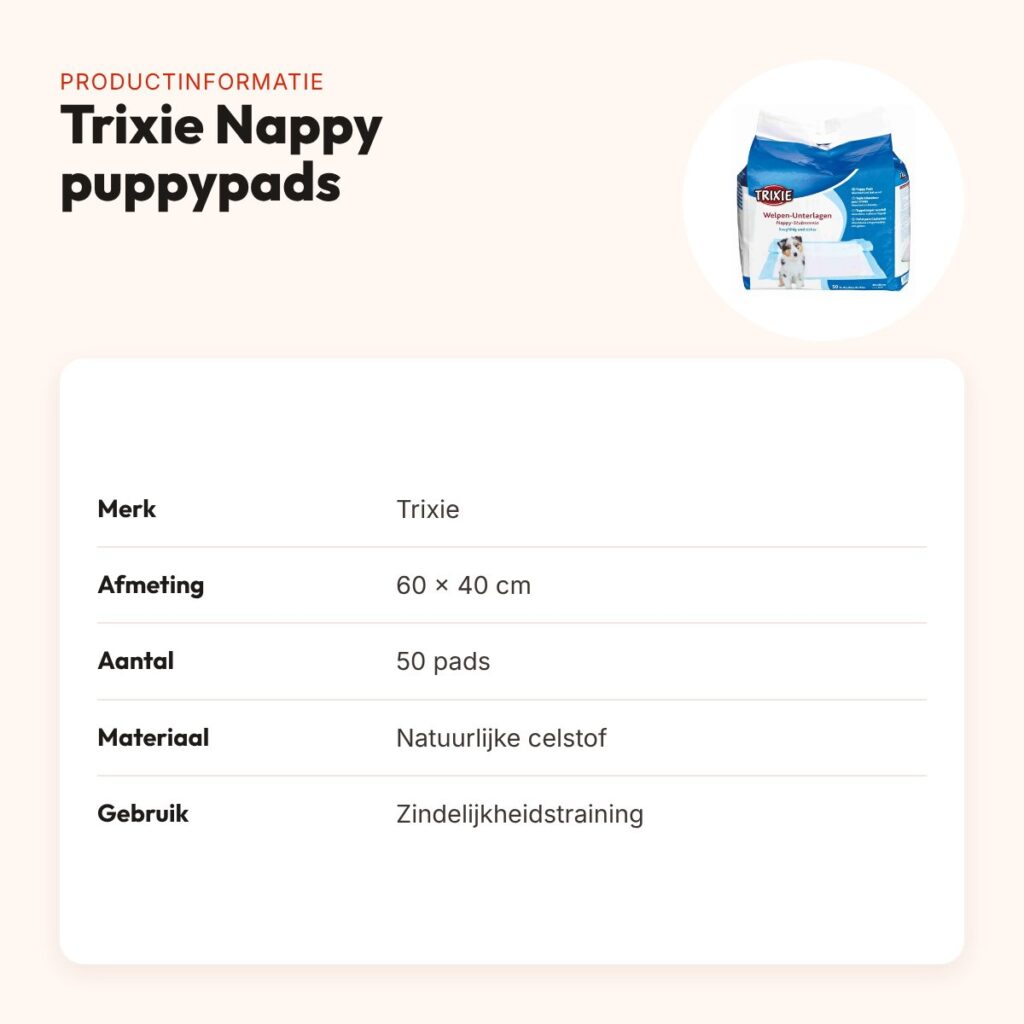 Trixie Nappy puppypads 60 x 40 cm – 50 stuks, vochtwerende onderkant – productinformatie