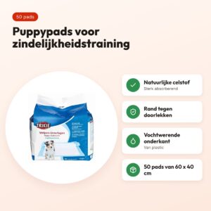 Trixie Nappy puppypads 60 x 40 cm – 50 stuks, vochtwerende onderkant – voordelen