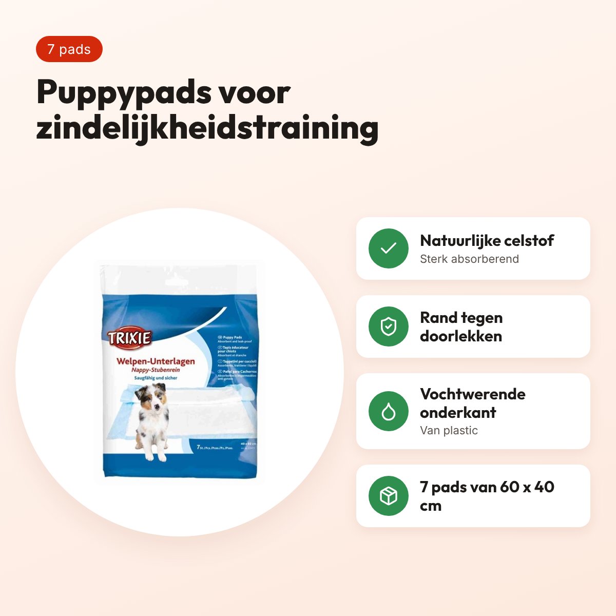 Trixie Nappy puppypads 60 x 40 cm – 7 stuks, absorberend – voordelen