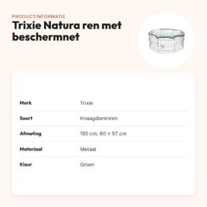Trixie Natura knaagdierenren met beschermnet groen 150 cm – 60 x 57 cm – productinformatie