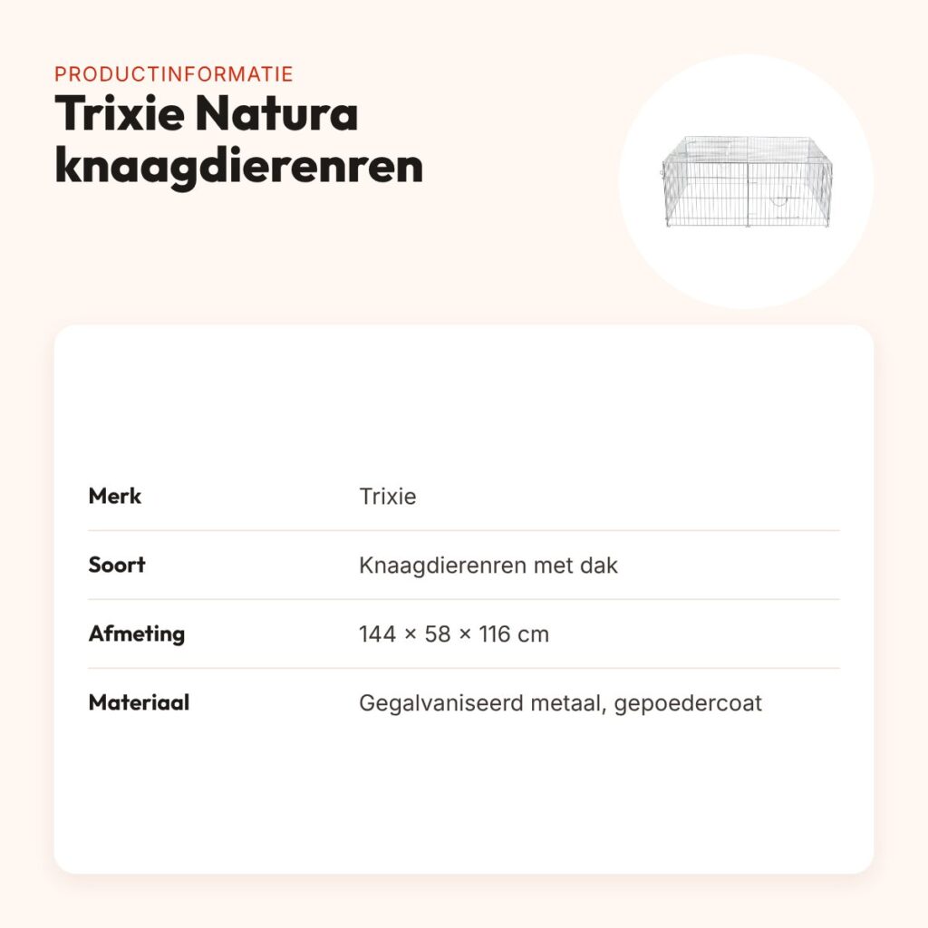 Trixie Natura knaagdierenren met dak gegalvaniseerd 144 x 58 x 116 cm – productinformatie