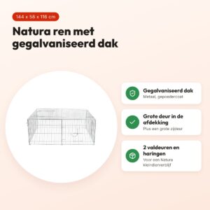Trixie Natura knaagdierenren met dak gegalvaniseerd 144 x 58 x 116 cm – voordelen