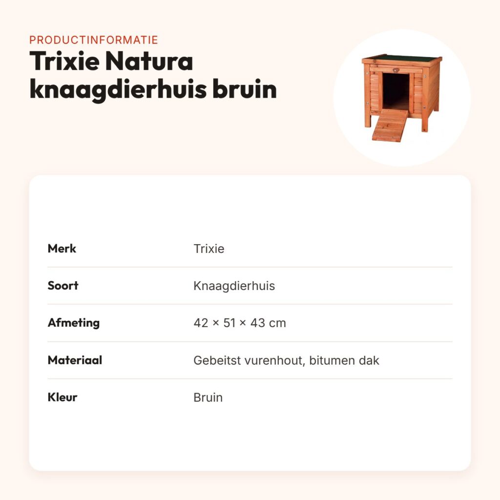 Trixie Natura knaagdierhuis bruin 42 x 51 x 43 cm – bitumen dak – productinformatie