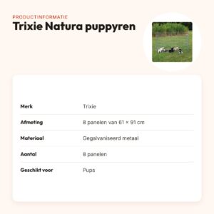 Trixie Natura puppyren metaal 8 panelen 61 x 91 cm – met deur – productinformatie