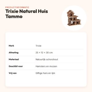Trixie Natural Huis Tammo 25 x 12 x 30 cm – drie verdiepingen, schorshout – productinformatie