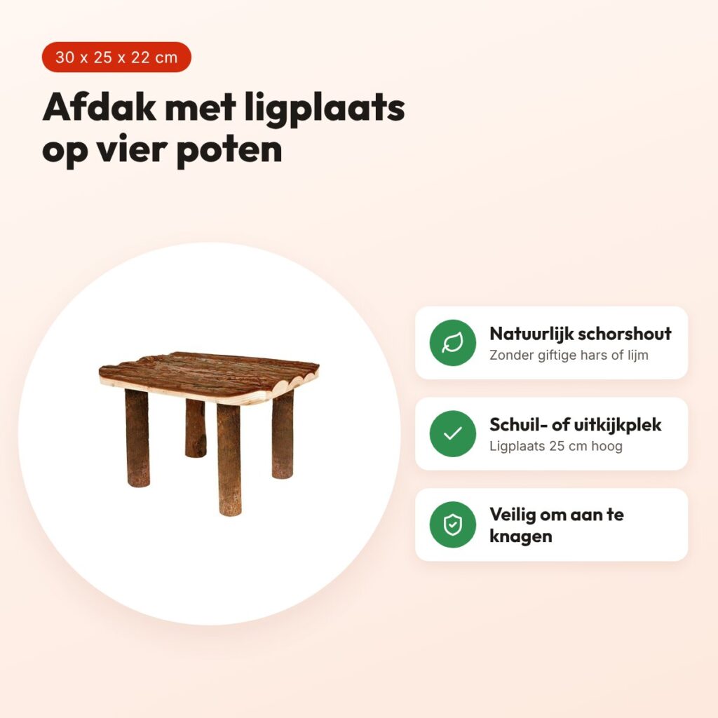 Trixie Natural Living afdak en ligplaats 30 x 25 x 22 cm – schorshout – voordelen