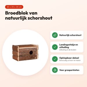 Trixie Natural Living broedblok 30 x 20 x 20 cm – schorshout, grasparkiet – voordelen