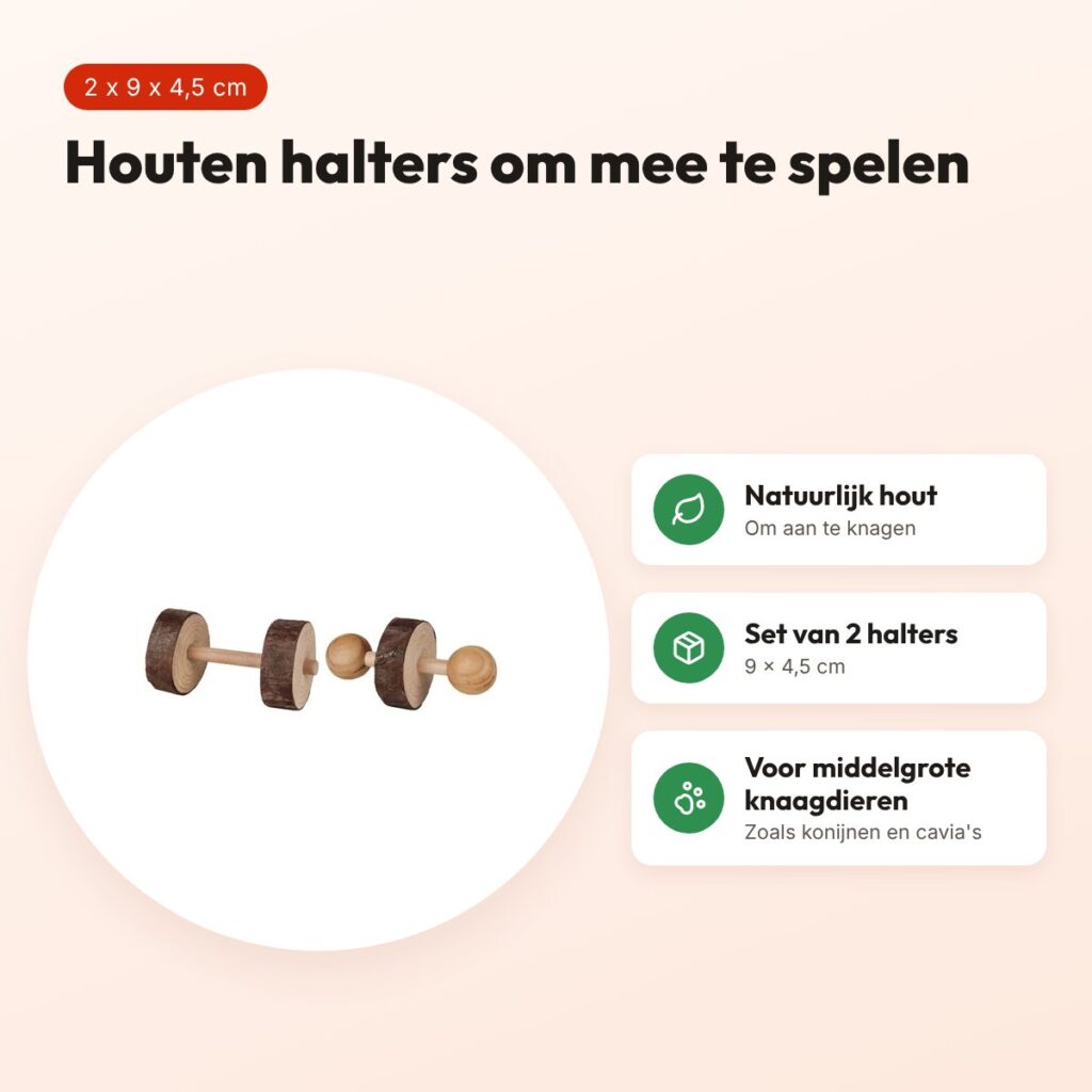 Trixie Natural Living halters van hout 9 x 4,5 cm – set van 2 – voordelen