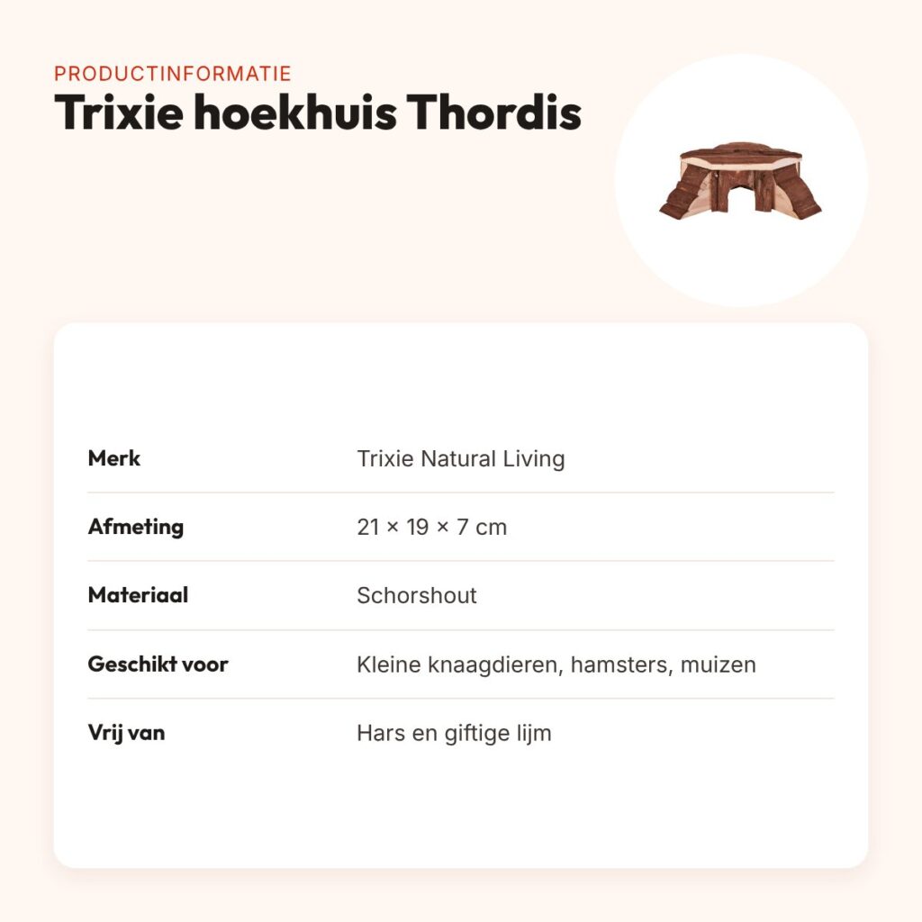 Trixie Natural Living hoekhuis Thordis 21 x 19 x 7 cm – schorshout – productinformatie