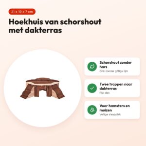 Trixie Natural Living hoekhuis Thordis 21 x 19 x 7 cm – schorshout – voordelen