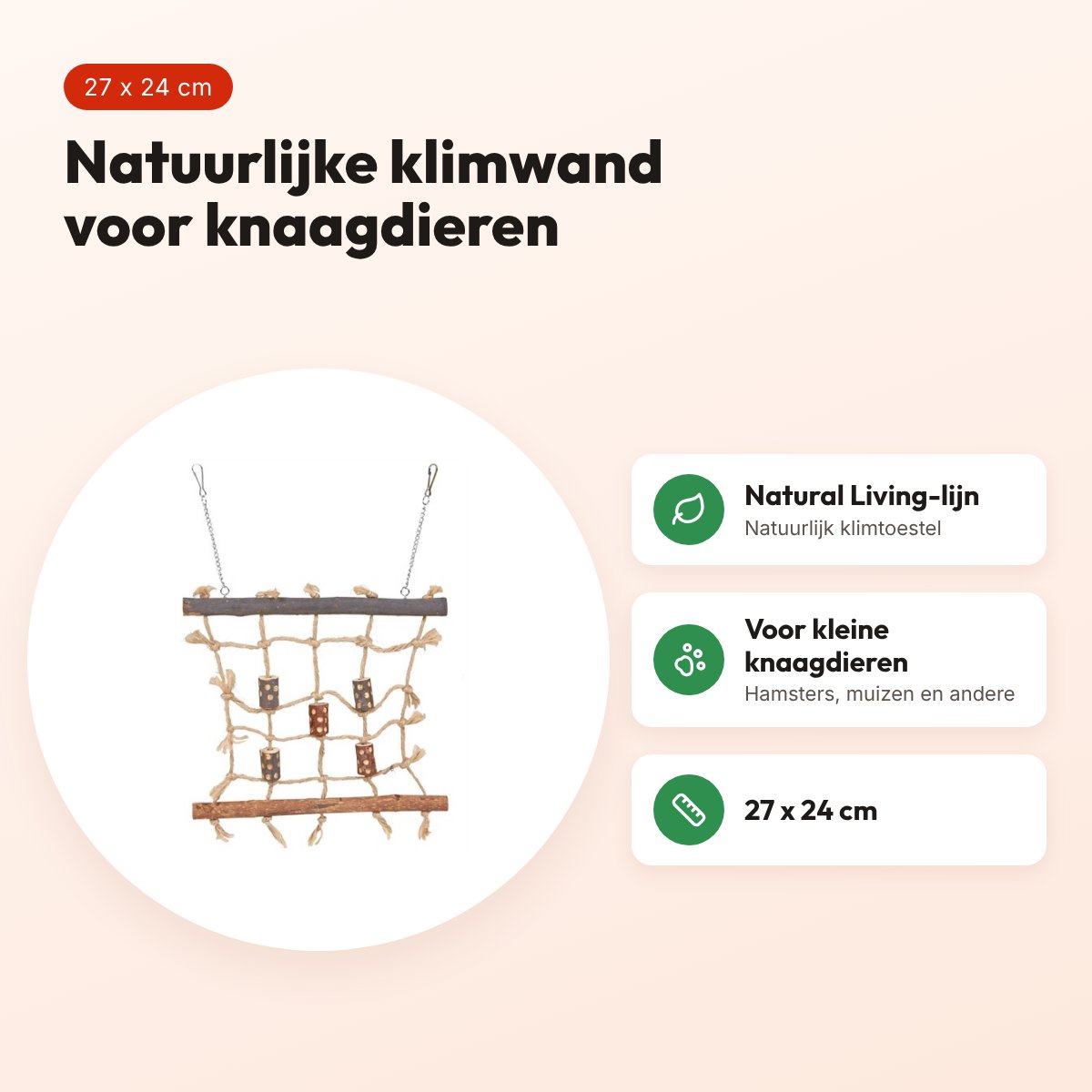 Trixie Natural Living klimwand 27 x 24 cm – voor kleine knaagdieren – voordelen