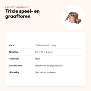 Trixie Natural Living speel- en graaftoren 25 x 20 x 24 cm – hout – productinformatie