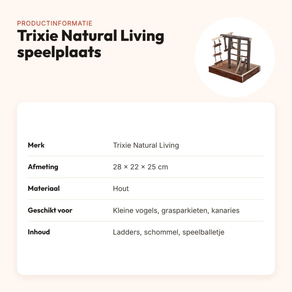 Trixie Natural Living speelplaats hout 28 x 22 x 25 cm – voor kleine vogels – productinformatie