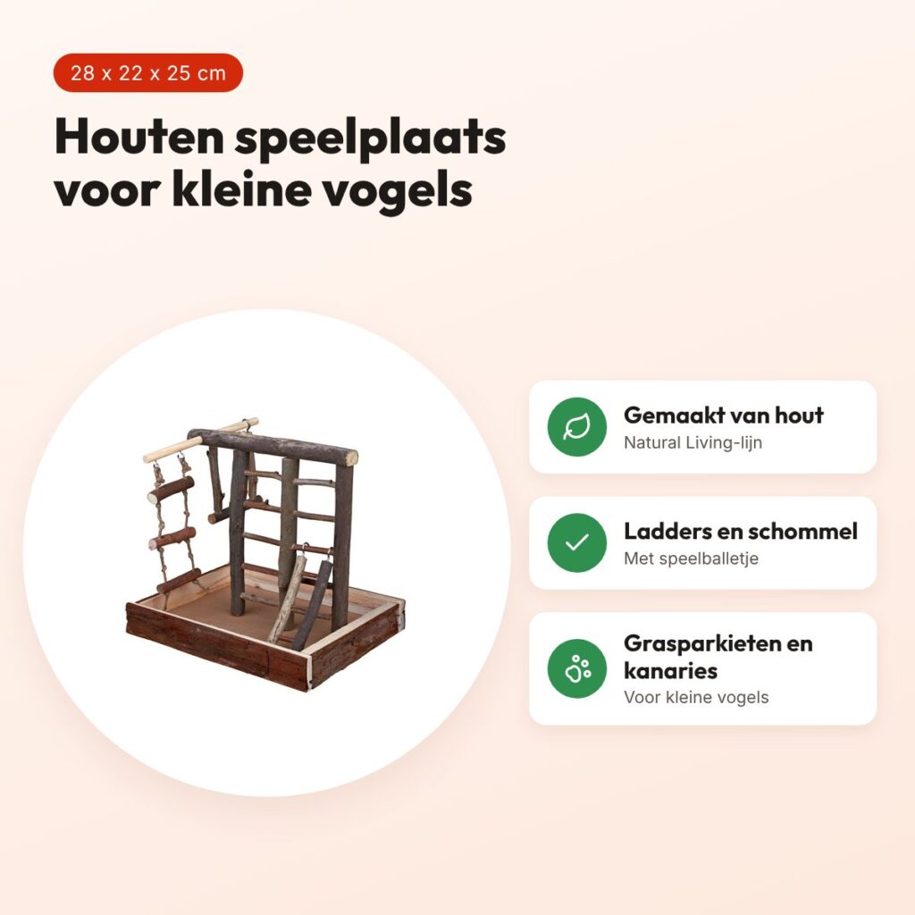 Trixie Natural Living speelplaats hout 28 x 22 x 25 cm – voor kleine vogels – voordelen