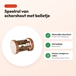 Trixie Natural Living speelrol met belletje 7 x 5 x 5 cm – schorshout – voordelen