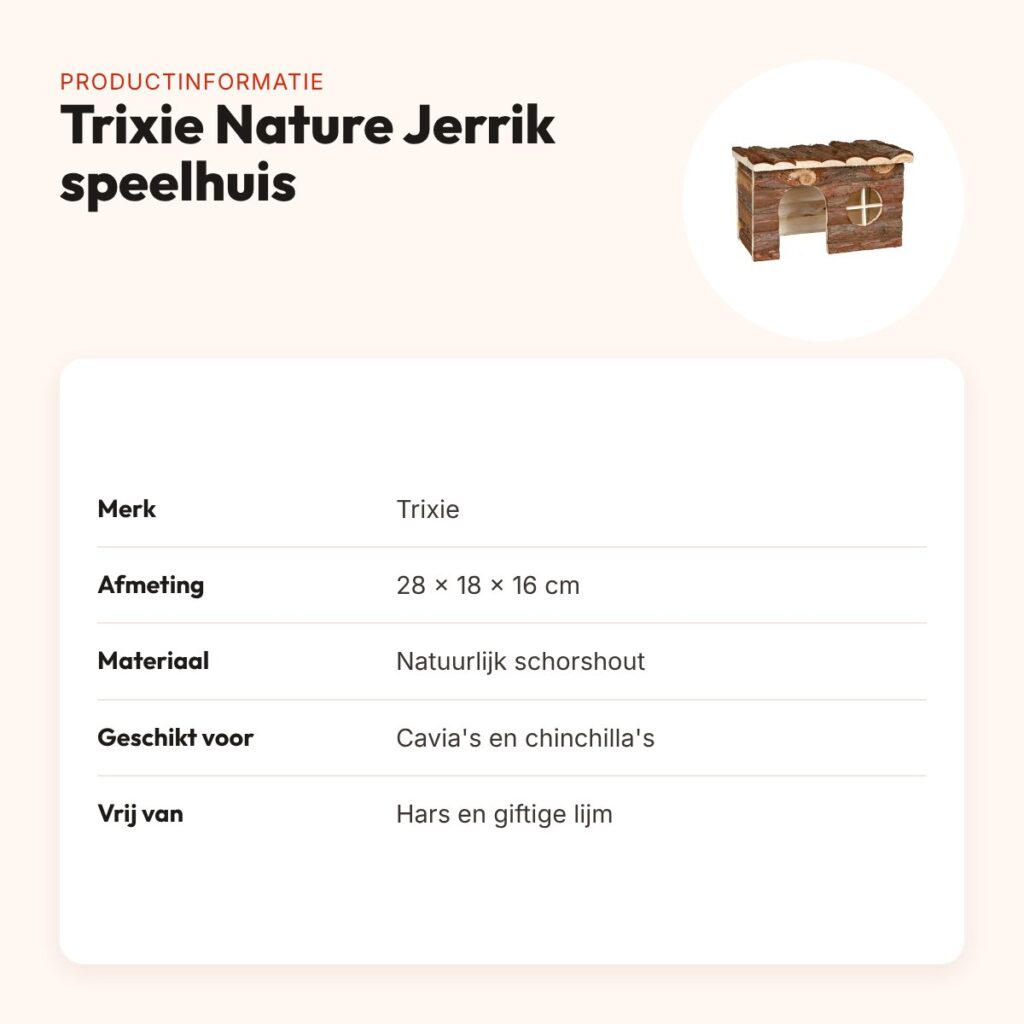 Trixie Nature Jerrik speelhuis 28 x 18 x 16 cm – schorshout, voor cavia's – productinformatie