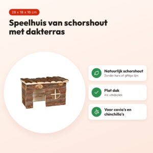 Trixie Nature Jerrik speelhuis 28 x 18 x 16 cm – schorshout, voor cavia's – voordelen