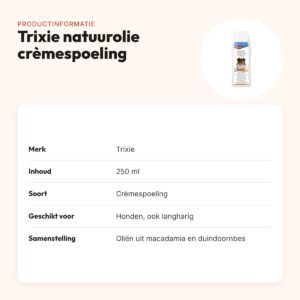 Trixie natuurolie crèmespoeling hond 250 ml – macadamia en duindoorn – productinformatie