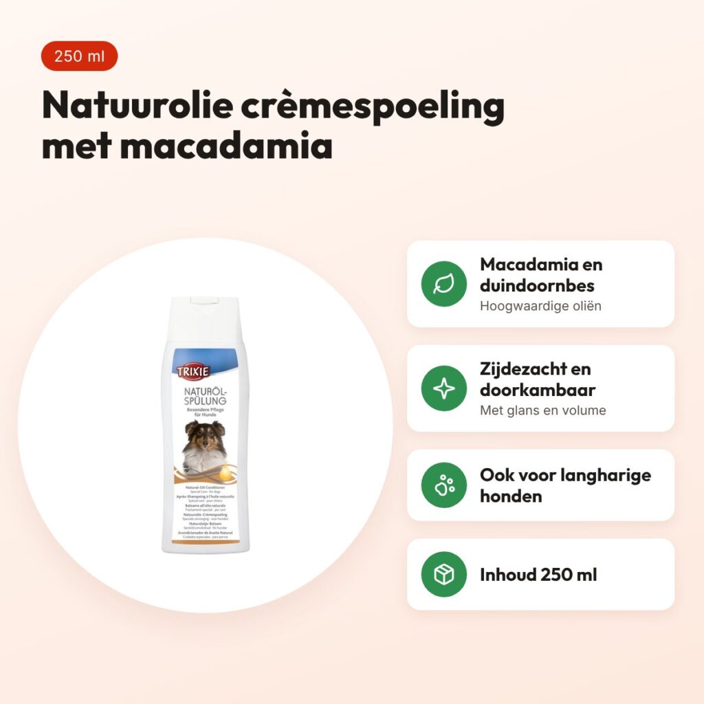 Trixie natuurolie crèmespoeling hond 250 ml – macadamia en duindoorn – voordelen