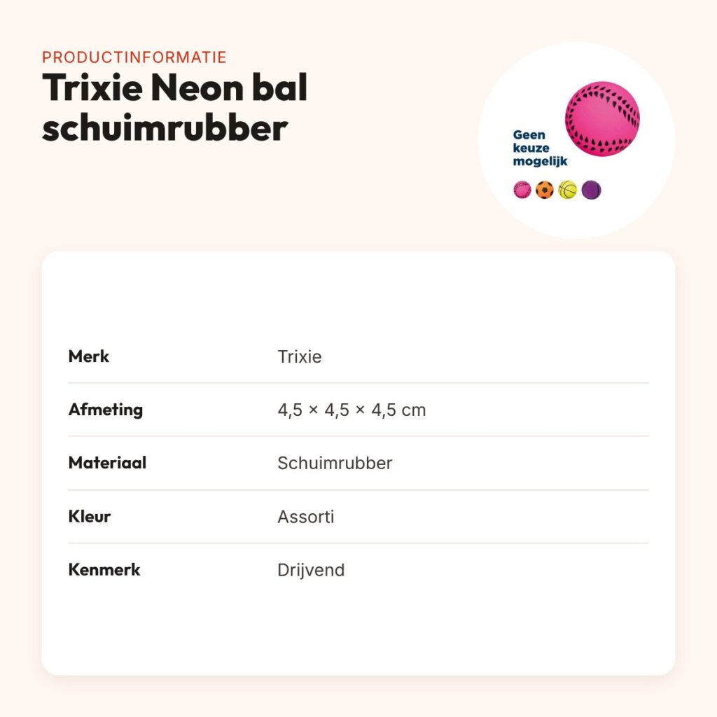 Trixie Neon bal schuimrubber 4,5 cm – drijvend, assorti – productinformatie