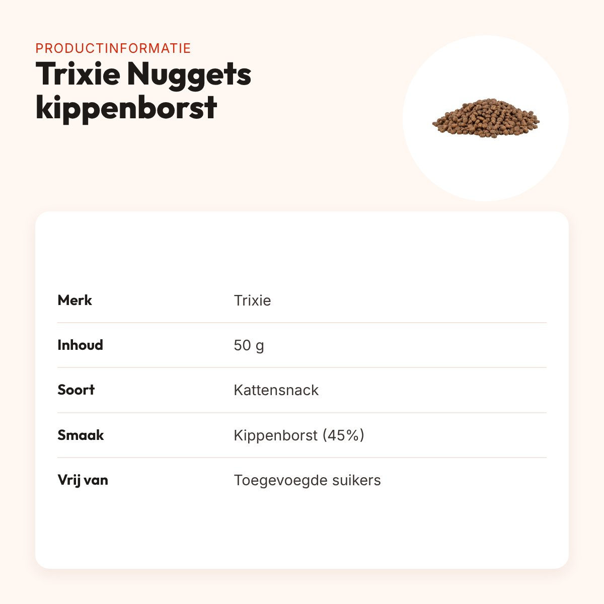Trixie Nuggets kattensnack kippenborst 50 g – krokant – productinformatie